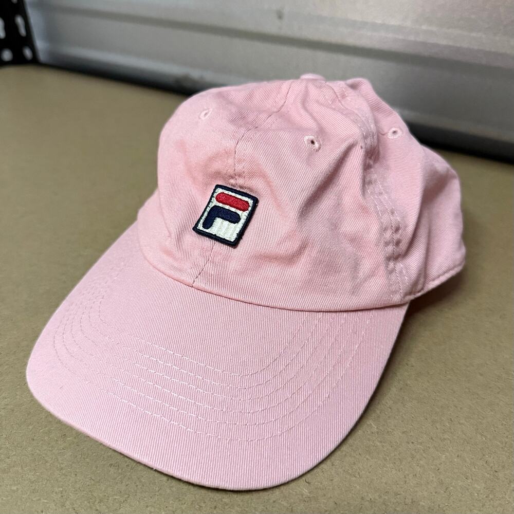Fila Pink Cotton Dad Hat Strapback Logo Patch Baseball Cap OS Unisex